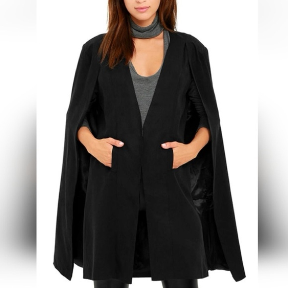Mink Pink Girl Boss Washed Black Cape